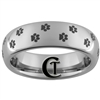 6mm Dome Tungsten Carbide Paw Print Design Ring.