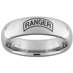 6mm Dome Tungsten Carbide ARMY Ranger Design Ring.