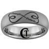 6mm Diamond Matte Dome Tungsten Carbide Infinity Heart Custom Names Design Ring.