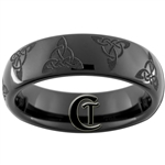 6mm Black Dome Tungsten Carbide Celtic Triangle Design Ring.