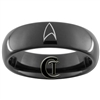 6mm Black Dome Tungsten Carbide Star Trek Starfleet Insignia Design Ring.