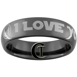 6mm Black Dome Tungsten Star Wars Jedi- I LOVE YOU Design Ring.