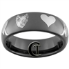 6mm Black Dome Tungsten Wolf-Raven Hearts Ring Design