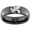 6mm Black Dome Tungsten Carbide Fleur De Lis Design Ring.