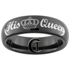 6mm Black Dome Tungsten Carbide His Queen Crown Design Ring.