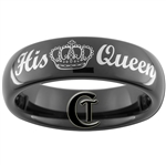 6mm Black Dome Tungsten Carbide His Queen Crown Design Ring.