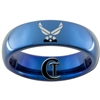 6mm Blue Dome Tungsten Carbide Air Force Logo Design Ring.