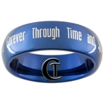 6mm Blue Dome Tungsten Carbide Doctor Who  Quote- Together Forever Through Time and Space Design Ring.