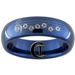 6mm Blue Dome Tungsten Carbide Legend of Zelda Song of Time Hyrule Crest Design Ring.