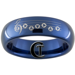 6mm Blue Dome Tungsten Carbide Legend of Zelda Song of Time Hyrule Crest Design Ring.