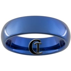 6mm Blue Dome Tungsten Carbide All-Polished Ring.