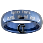 6mm Blue Dome Tungsten Carbide Doctor Who Gallifreyan Name of the Doctor and Quote Design Ring.