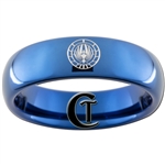 6mm Blue Dome Tungsten Carbide Battlestar Galactica Symbol Design Ring.
