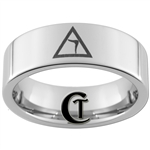 6mm Pipe Tungsten Carbide Masonic 14th Degree Yod Symbol Design Ring.