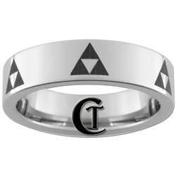 6mm Pipe Tungsten Legend of Zelda Multiple Triforce Design Ring.