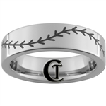 6mm Pipe Tungsten Carbide Baseball Stitch Design Ring.