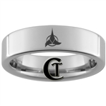 6mm Pipe Tungsten Carbide Klingon Empire Symbol Design Ring.