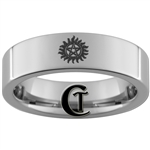 6mm Pipe Tungsten Carbide Supernatural Anti-Possession Symbol Design Ring.