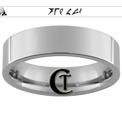 6mm Pipe Tungsten Carbide Klingon Empire Symbol with Klingon Text- Always A Chance Design Ring.