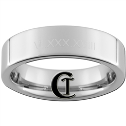 Build Your Own Custom 6mm Pipe Tungsten Carbide White Lasered Customizable Roman Numerals Design