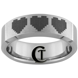 7mm Beveled Tungsten Carbide Zelda 8-Bit Heart Design