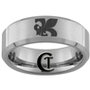 7mm Beveled Satin Finish Tungsten Carbide Fleur De Lis Design