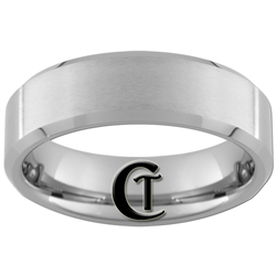 7mm Beveled Tungsten Carbide Satin Finish Ring