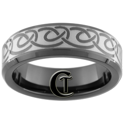 7mm Black Beveled Tungsten Carbide Celtic Design