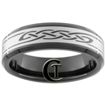 7mm Black Beveled Tungsten Carbide Celtic Design