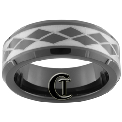 7mm Black Beveled Tungsten Carbide Laser Design