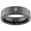 7mm Black Beveled Tungsten Carbide Kanji Peace Design