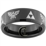 7mm Black Beveled Tungsten Carbide Zelda Skyward Sword Design