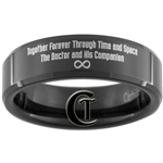 7mm Black Beveled Tungsten Carbide Doctor Who Gallifreyan and Quote Design