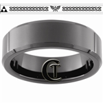 7mm Black Beveled Tungsten Carbide Zelda Skyward Sword Triforce Design