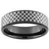 7mm Black Beveled Tungsten Carbide Checker NASCAR Design