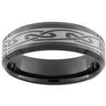 7mm Black Beveled Tungsten Carbide Celtic Design