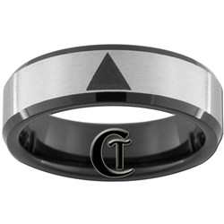 7mm Black Beveled Satin Finish Tungsten Carbide Zelda Triangle Design