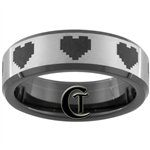 7mm Black Beveled Tungsten Carbide 8 Bit Heart Design