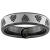 7mm Black Beveled Tungsten Carbide Satin Center Multiple Viking Valknut Symbols Design