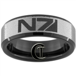 7mm Black Beveled Tungsten Carbide N7 Design