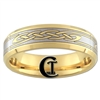 7mm Gold Beveled Tungsten Carbide Celtic Design