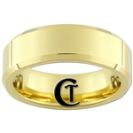 7mm Gold Beveled Tungsten Carbide