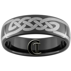 7mm Black Dome Tungsten Carbide Celtic Design