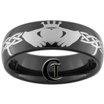 7mm Black Dome Tungsten Carbide Claddagh Celtic Ring Design