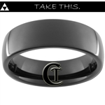 7mm Black Dome Tungsten Carbide Custom Zelda Design