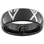 7mm Black Dome Tungsten Carbide Custom Alice 19th Runes Design