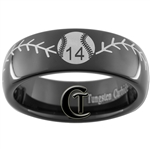 7mm Black Dome Tungsten Carbide Baseball Stich and Custom Number Design