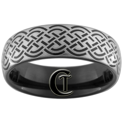 7mm Black Dome Tungsten Carbide Celtic Design