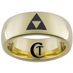 7mm Gold Dome Tungsten Carbide Zelda Triforce Design
