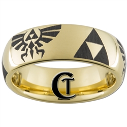 7mm Gold Dome Tungsten Carbide Legend Of Zelda Design